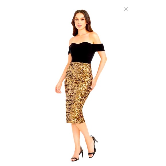 DRESS THE POPULATION Women's Bailey Sequined-Skirt Dress - Picture 1 of 5